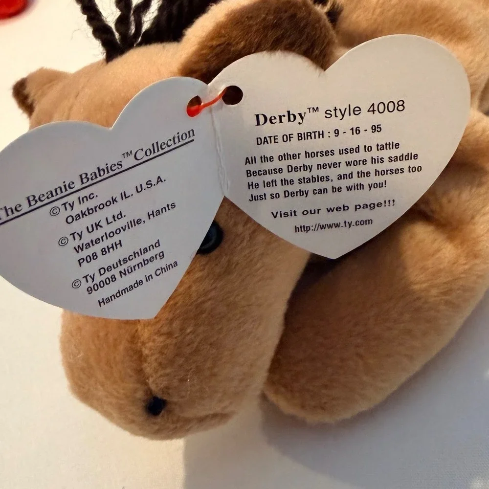 Vintage Ty Beanie Babies Lot Retired 1995 Bessie Digger Tank Derby Ziggy PVC
